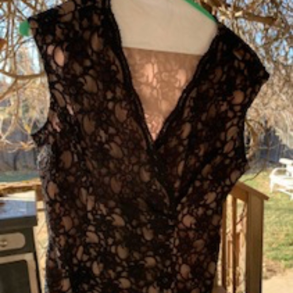 Black Lace Top For the Holiday, Cream Lining, Isadora Collection